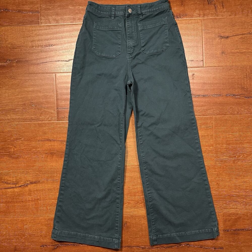 Rollas Jeans Women 26x27 Green Flared High Rise Wide Leg Retro 70s Classic City